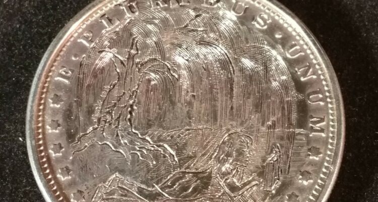 Engraved Coin Girl Under Tree by Jeff Loehr
