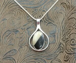 Pendant Black and White Horse Hoof Hand Made by Jeff Loehr