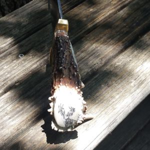 Deer Antler Bowie Knife Scrimshaw & Engraved (1)
