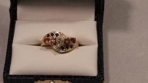 Mothers Ring with Heart Diamond 14k Yellow Gold