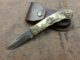 Scrimshaw Eagle Hand Engraved Damascus Steel Knife by Jeff Loehr
